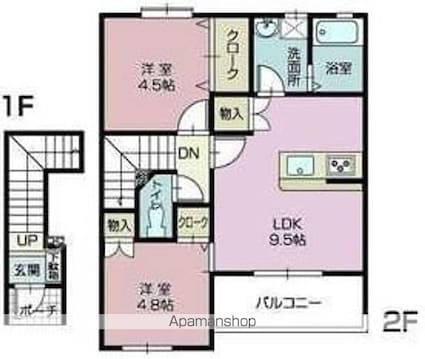 群馬県太田市西新町[2LDK/45.33m2]の間取図