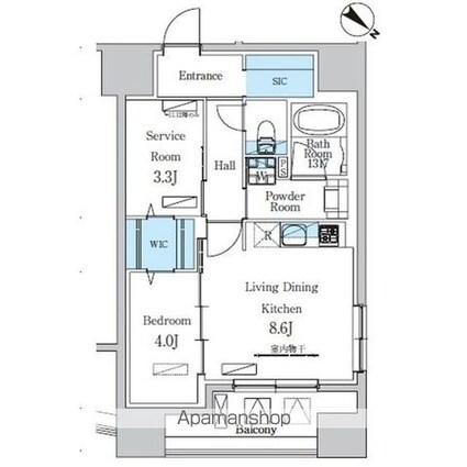 デュオフラッツ池尻大橋[1SLDK/45.92m2]の間取図