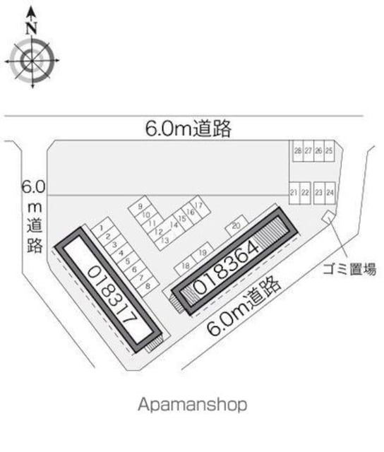 茨城県鹿嶋市厨３丁目[1K/23.18m2]の配置図