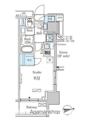 パークアクシス赤塚[1R/26.77m2]の間取図