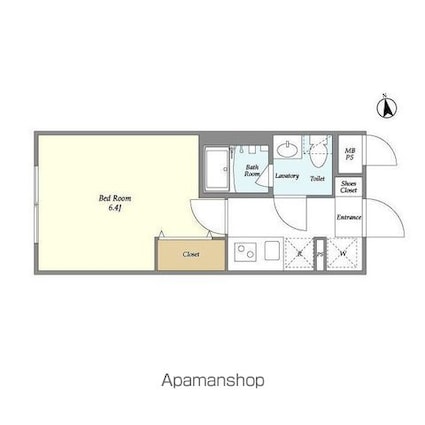 ウェルスクエアイズム上北沢[1K/20.48m2]の間取図