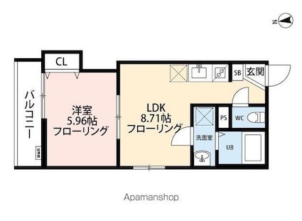 立川セイワレジデンスⅡ[1LDK/31.67m2]の間取図