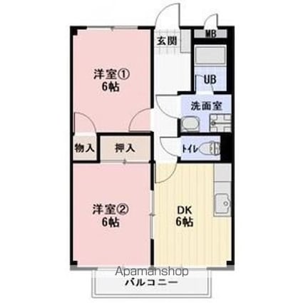 Ｓｕｒｐｌｕｓ　Ｋａｒａｓａｗａ[2DK/44.72m2]の間取図