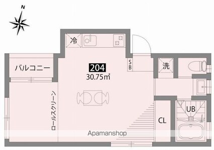 パティオ梅ヶ丘Ｅ[1R/30.75m2]の間取図