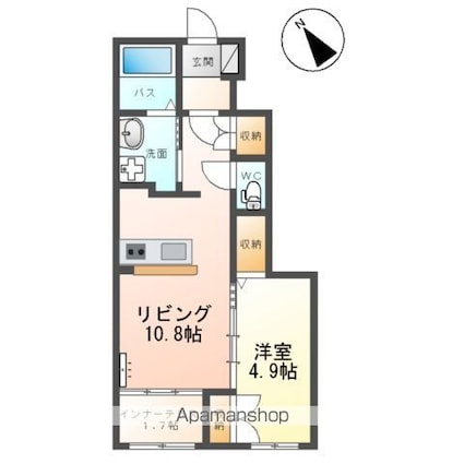 ベルディウム[1LDK/42.97m2]の間取図