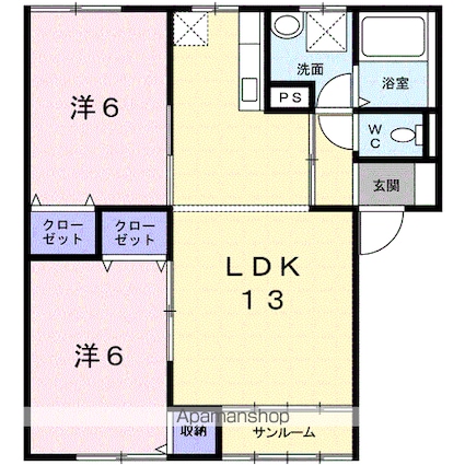 ボヌール・Ｆ　Ｂ[2LDK/57.96m2]の間取図