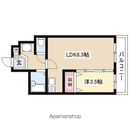 ＸーＯＶＥＲ２１覚王山[1LDK/33.39m2]の間取図