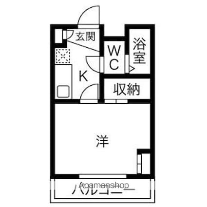 ピオニエーレ山木[1K/19.87m2]の間取図