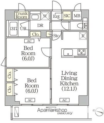 ＯＲＳＵＳ志村坂上[2LDK/55.4m2]の間取図
