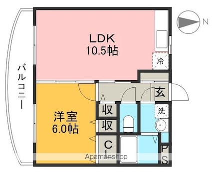 マリベールＣ＆Ｋ[1LDK/40.6m2]の間取図