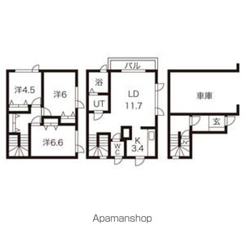 函館本線 発寒中央駅 徒歩8分 3階建 築21年の間取り写真