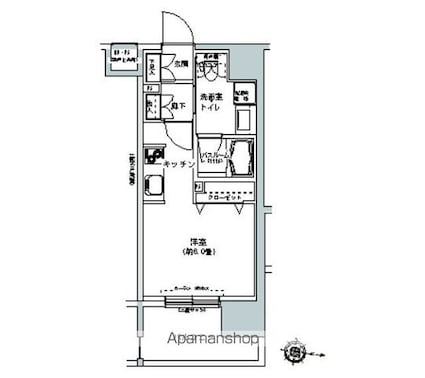 パークキューブ板橋本町[1K/24.65m2]の間取図