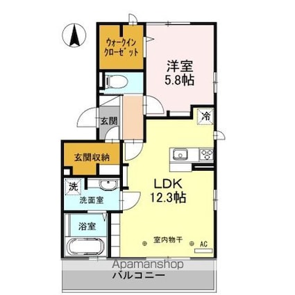 クレストコート[1LDK/48.38m2]の間取図