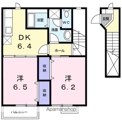 アクア　２１　Ｂ[2DK/51.36m2]の間取図