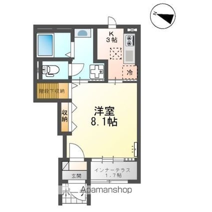 サクラローレル[1K/33.86m2]の間取図
