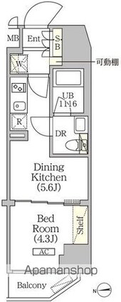 クラリティア浅草橋[1DK/25.45m2]の間取図