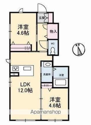 セゾンコート[2LDK/49.28m2]の間取図