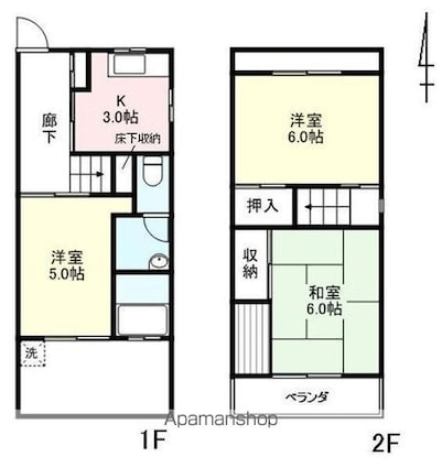 共栄住宅アパート[3K/58m2]の間取図
