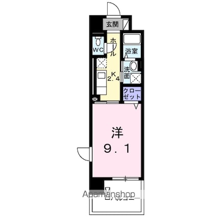 サン住吉Ⅱ[1K/30.96m2]の間取図