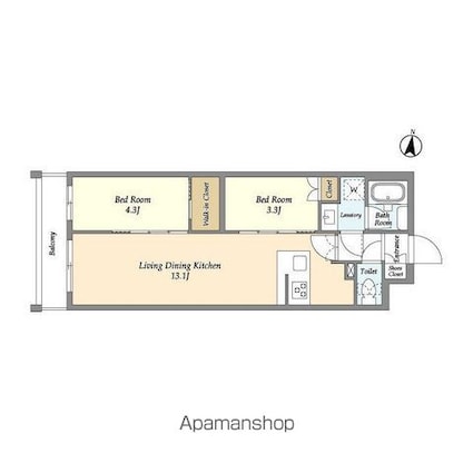 アジールコート練馬中村橋[2LDK/44.72m2]の間取図