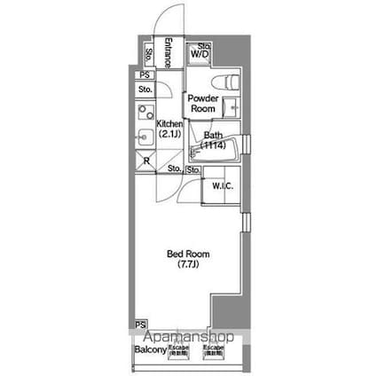 エスタート新宿[1K/25.03m2]の間取図