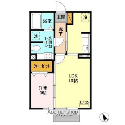 ミザール[1LDK/33.39m2]の間取図