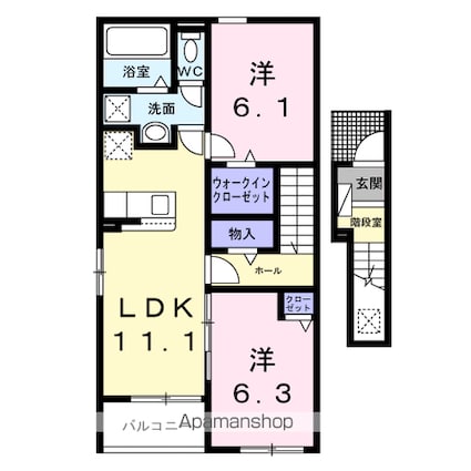 ベリッシマ　Ⅰ[2LDK/58.6m2]の間取図