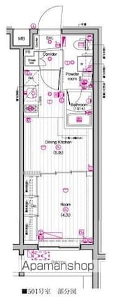 ＴＨＥ　ＰＲＥＭＩＵＭ　ＣＵＢＥ　Ｇ　東中野[1DK/26.25m2]の間取図