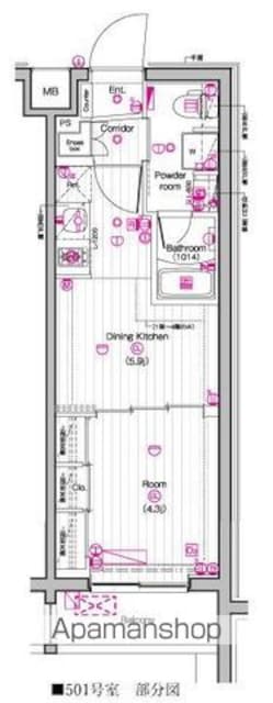 ＴＨＥ　ＰＲＥＭＩＵＭ　ＣＵＢＥ　Ｇ　東中野[1DK/26.25m2]の間取図