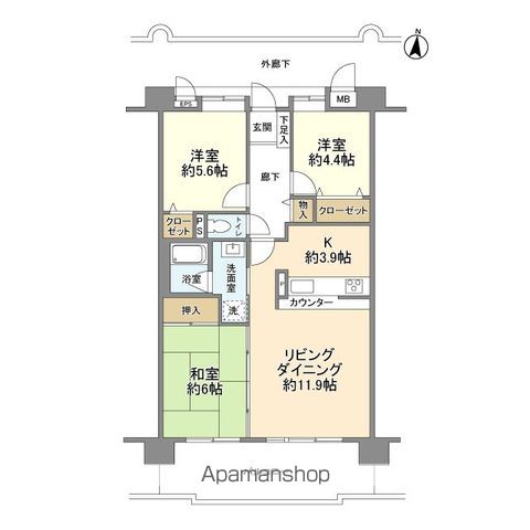とちのき通り北弐番館の間取り写真