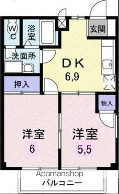 牟礼ぐらしＲｏｏｍ①[2DK/40.04m2]の間取図