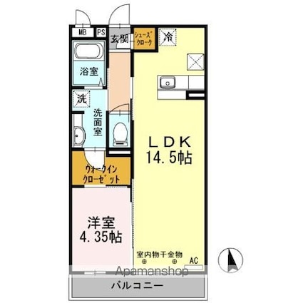 ロータス府中[1LDK/45.84m2]の間取図