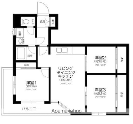 サンパレス[3LDK/50m2]の間取図