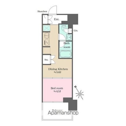 ウエリスアーバン水天宮前[1DK/26.1m2]の間取図