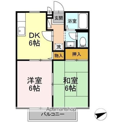 ハイライズ新涯　Ｂ棟[2DK/40.92m2]の間取図