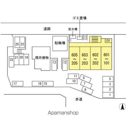 香川県高松市林町[1K/43.2m2]の配置図