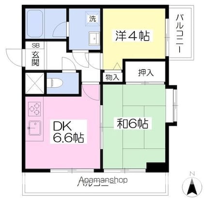 ロイヤルアネックスベイフロント[2DK/41.3m2]の間取図