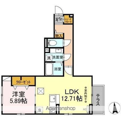 Ｄポルタ[1LDK/46.07m2]の間取図