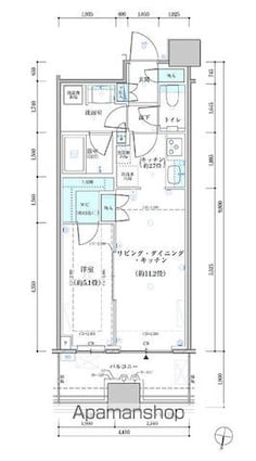 パークタワー勝どき　サウス棟[1LDK/41.76m2]の間取図