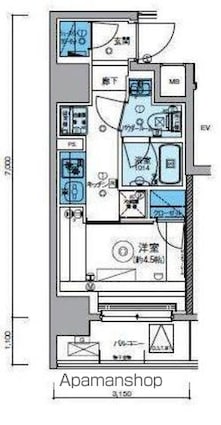 リヴシティ堀切菖蒲園[1K/20.49m2]の間取図