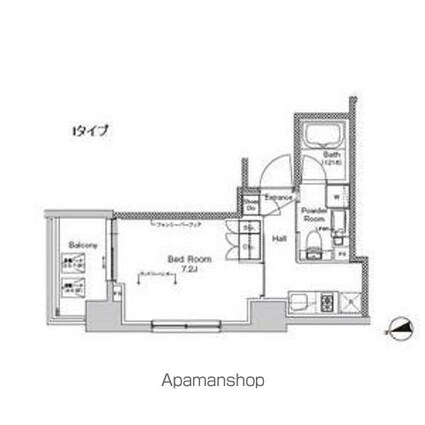 プラウドフラット門前仲町Ⅴ[1K/25.21m2]の間取図