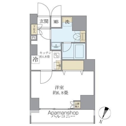 エレミ本蓮沼[1K/25.12m2]の間取図
