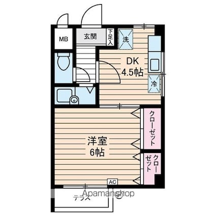 東京都豊島区池袋本町２丁目[1DK/27.54m2]の間取図