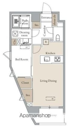 グランカーサ四谷[1LDK/40.3m2]の間取図