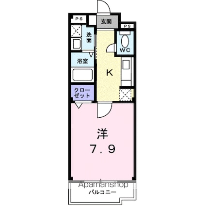 カルムアビタシオン大将軍Ⅱ[1K/27.98m2]の間取図