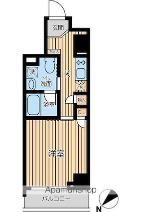 オーキッドレジデンス蔵前Ⅱ[1K/26.84m2]の間取図