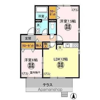 茨城県水戸市笠原町[2LDK/60.44m2]の間取図