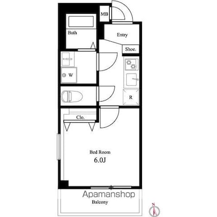 ブランヴェール南千住[1K/23m2]の間取図