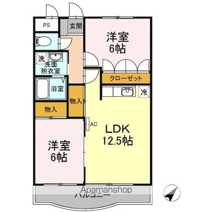 レジデンス山崎[2LDK/55.03m2]の間取図