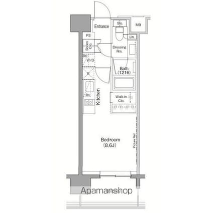 ザ・パークハビオ目黒[1R/25.05m2]の間取図